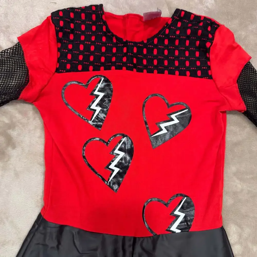 Disney Descendants 4 Deluxe The Rise Of the Red Costume SIZE M 8-10 WIG INCLUDED